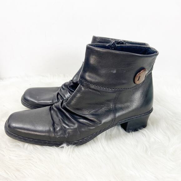 Rieker 41 EU 9 US Womens Black Leather Square Toe Ankle Booties - Picture 5 of 10